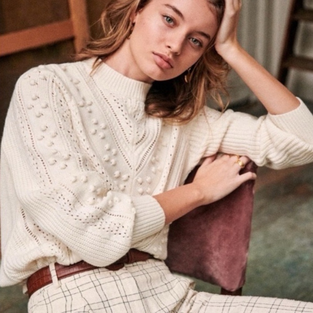 Sezane Pull Solal Cream Sweater